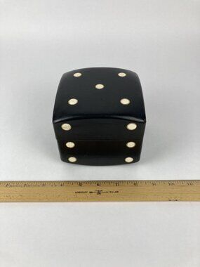 Vintage Mid-Century Italian Leather Die Playing Card Box – Sorrento Wood Inlay,
